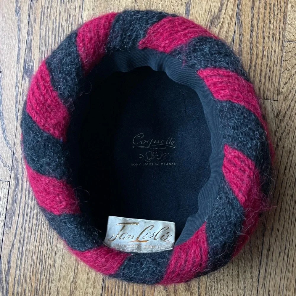 Jan Leslie Custom Design Vintage Coquette French Breton Hat Wool Vintage Black